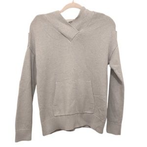 Marled V neck Gray Sweater with hood | Marled by reunited clothing